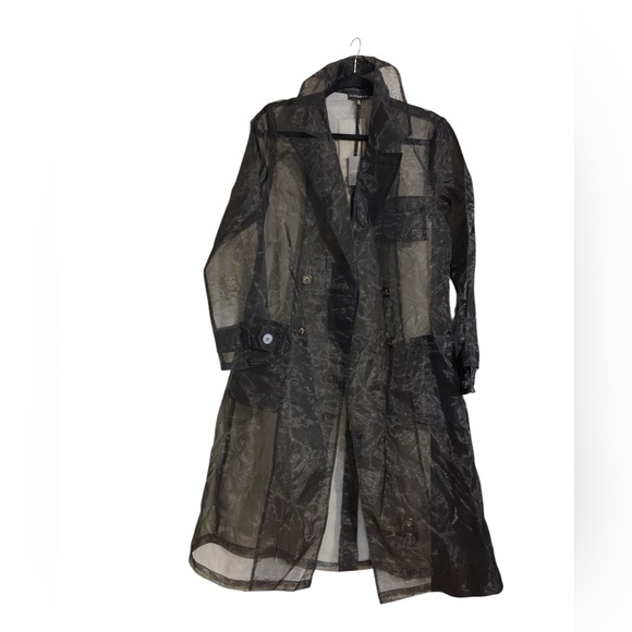 JLUXLABEL Cornwell Organza Black Sheer Style Dress Coat Sz. Small - Picture 2 of 8